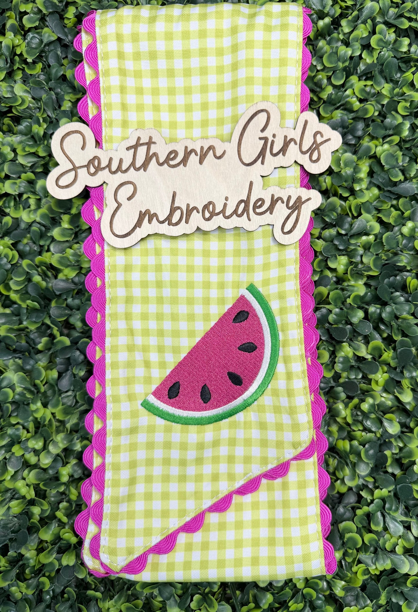 Pink & Green Wreath Sash with Watermelon