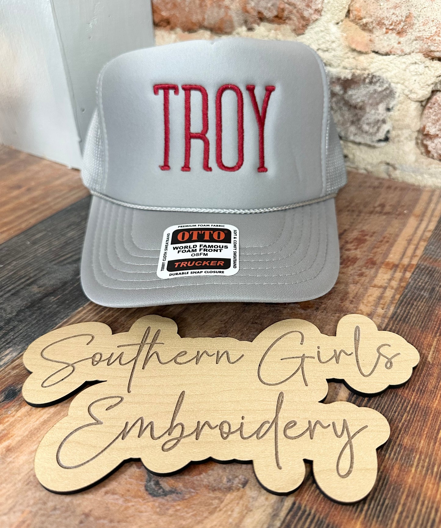 Licensed Grey Otto Trucker Hat withTroy Embroidery