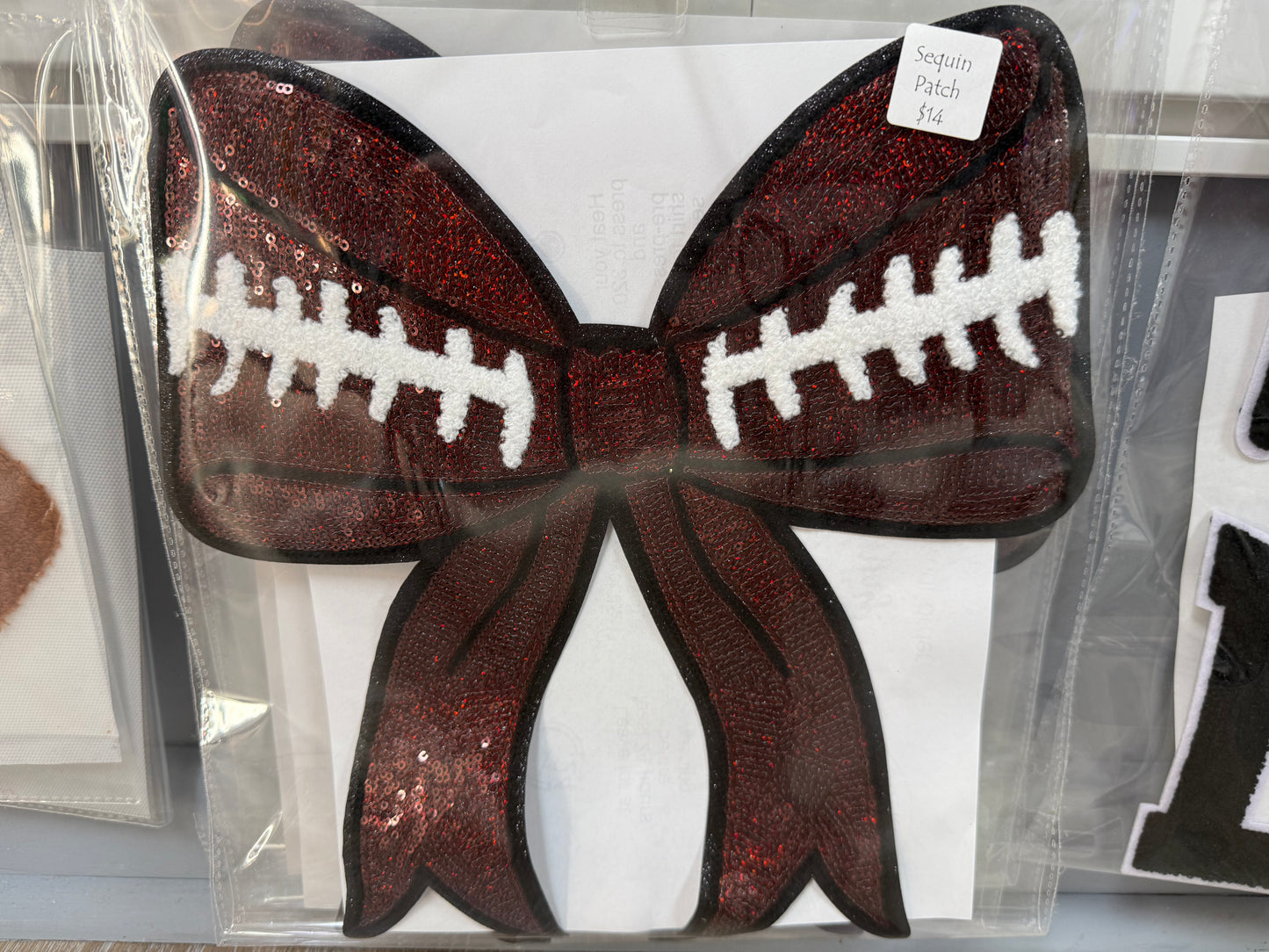 Patch Sequin Football Bow