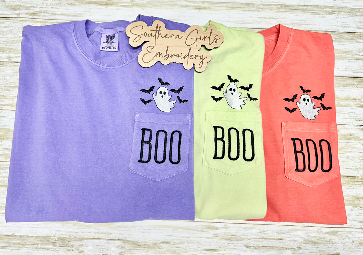 Comfort Color BOO pocket embroidery shirt