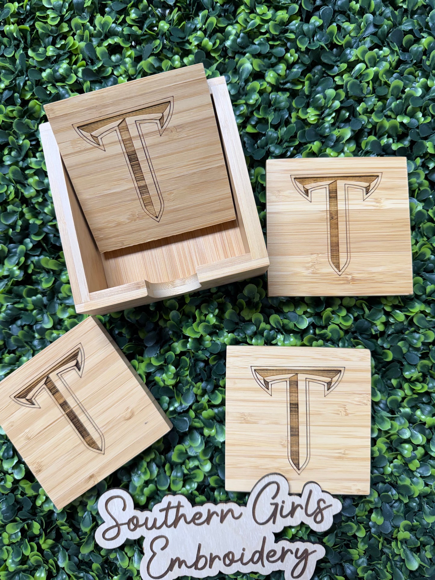 Licensed Troy Bamboo coaster set