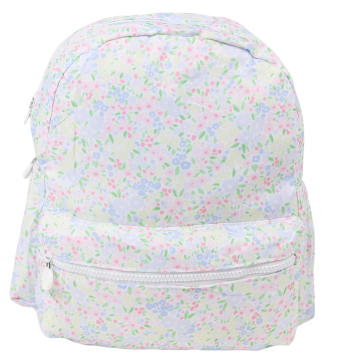 Nylon Full Size Backpack with Simple Monogram (Floral)