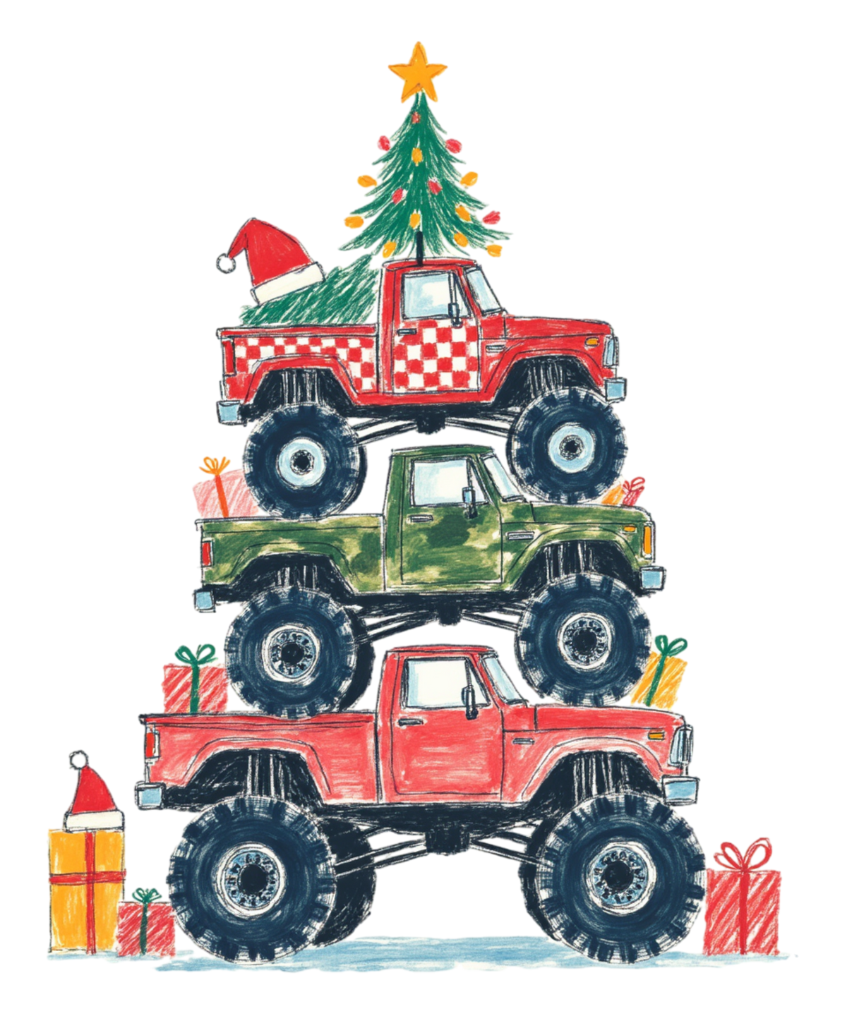 Transfer Truck Tree Crayon