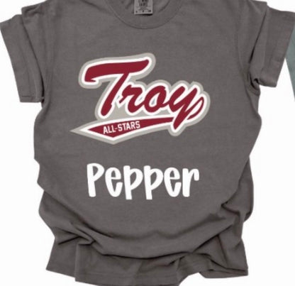 Troy All Stars -Script Font-Comfort Color Short Sleeve