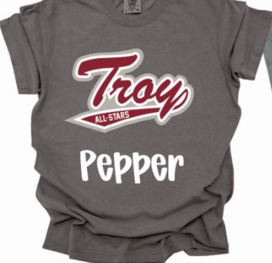Troy All Stars -Script Font-Comfort Color Short Sleeve