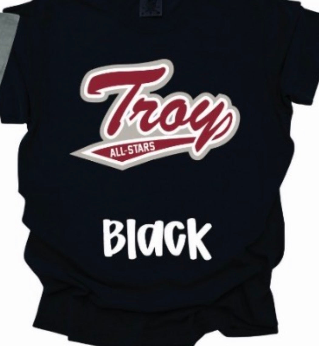 Troy All Stars -Script Font-Comfort Color Short Sleeve