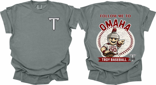 Licensed Troy-Front & Back—T-ROY Omaha Comfort Color Grey Short Sleeve