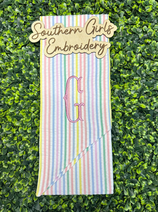 Seersucker Wreath Sash with Initial