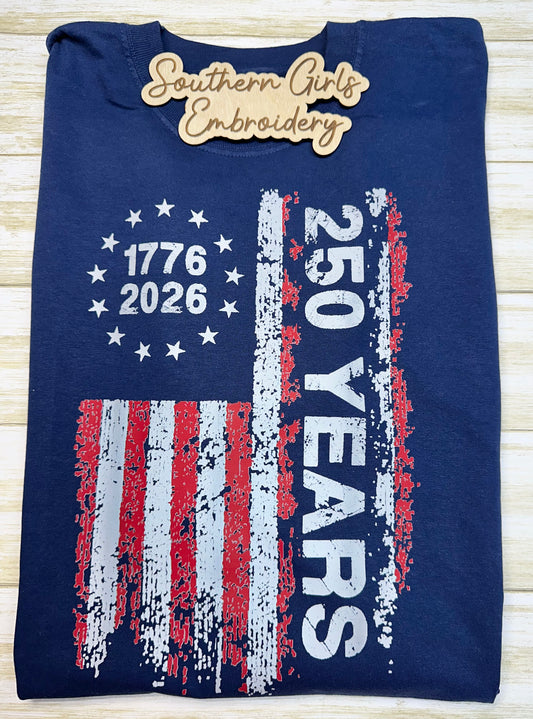 250 Years on True Navy Comfort Color Short Sleeve