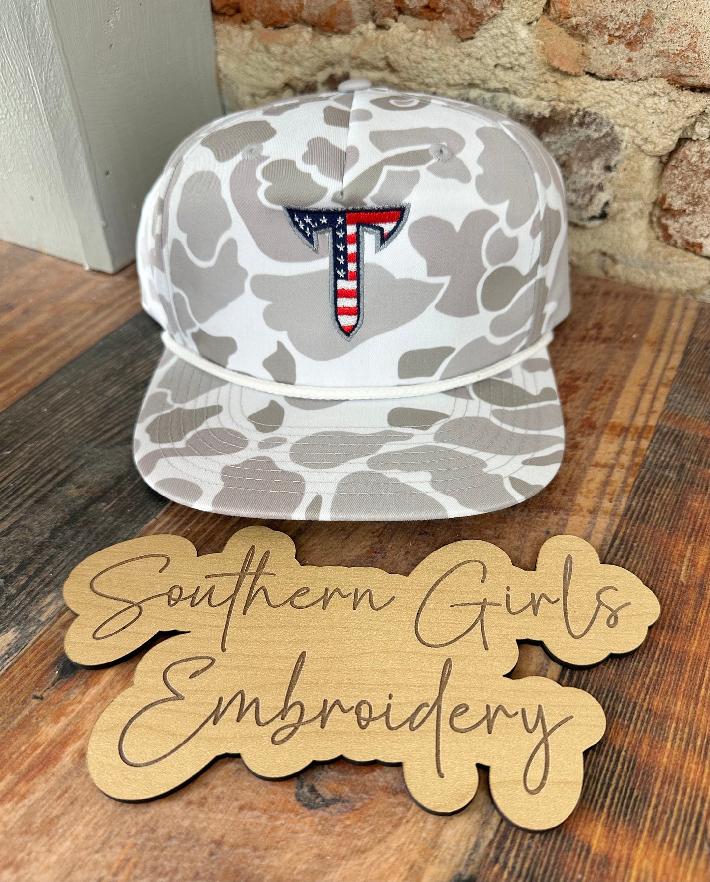 Licensed Troy Patriotic Camo Richardson Hat with Embroidery