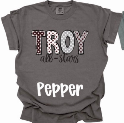 Troy All Stars -Star Font-Comfort Color Short Sleeve