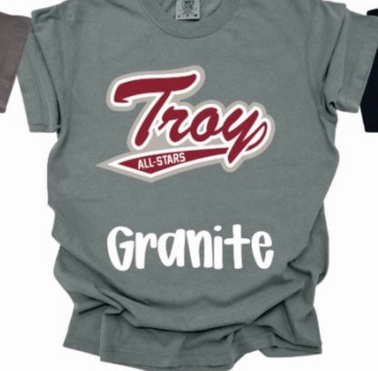 Troy All Stars -Script Font-Comfort Color Short Sleeve