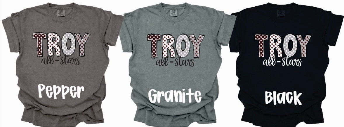 Troy All Stars -Star Font-Comfort Color Short Sleeve