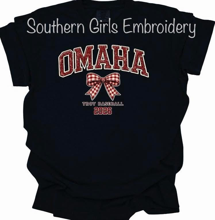 Licensed Troy Omaha Bow Comfort Color Black Short Sleeve