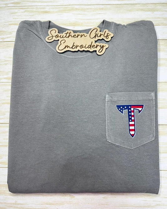 Licensed Troy Power T Comfort Color Pocket Granite Short Sleeve