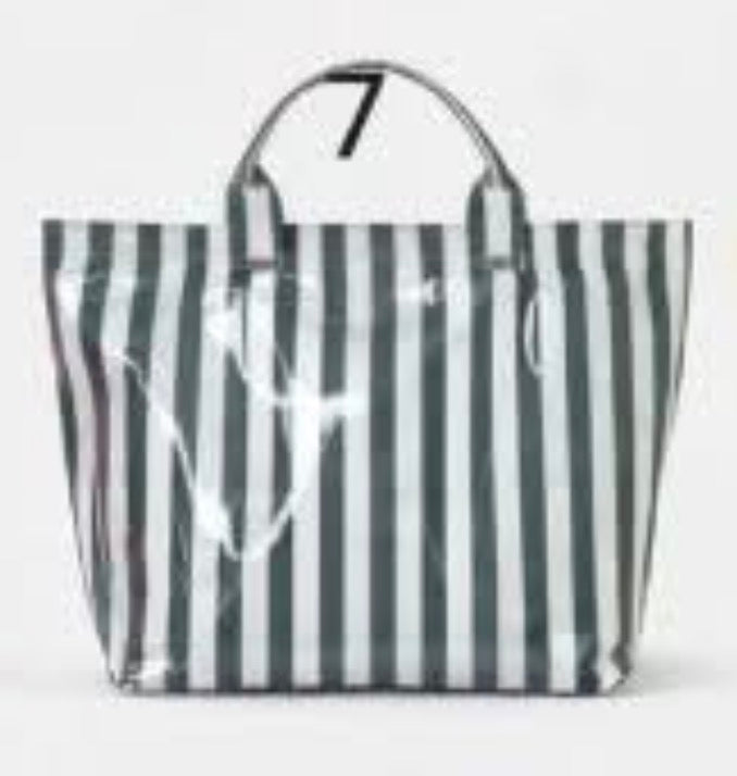 Levi and Lane Striped Tote with Simple Monogram