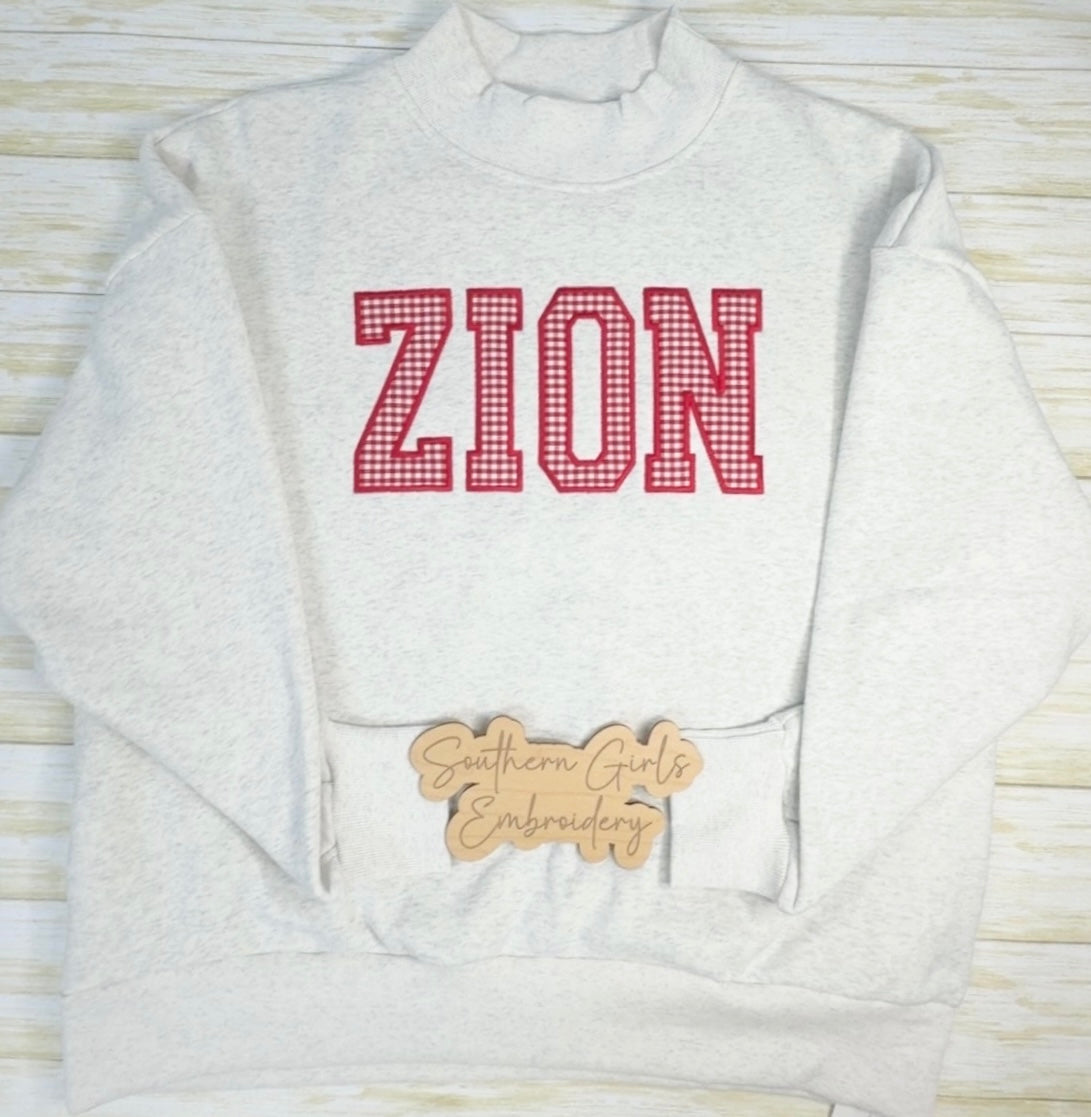 Mock Neck Sweatshirt with Full Appliqué
