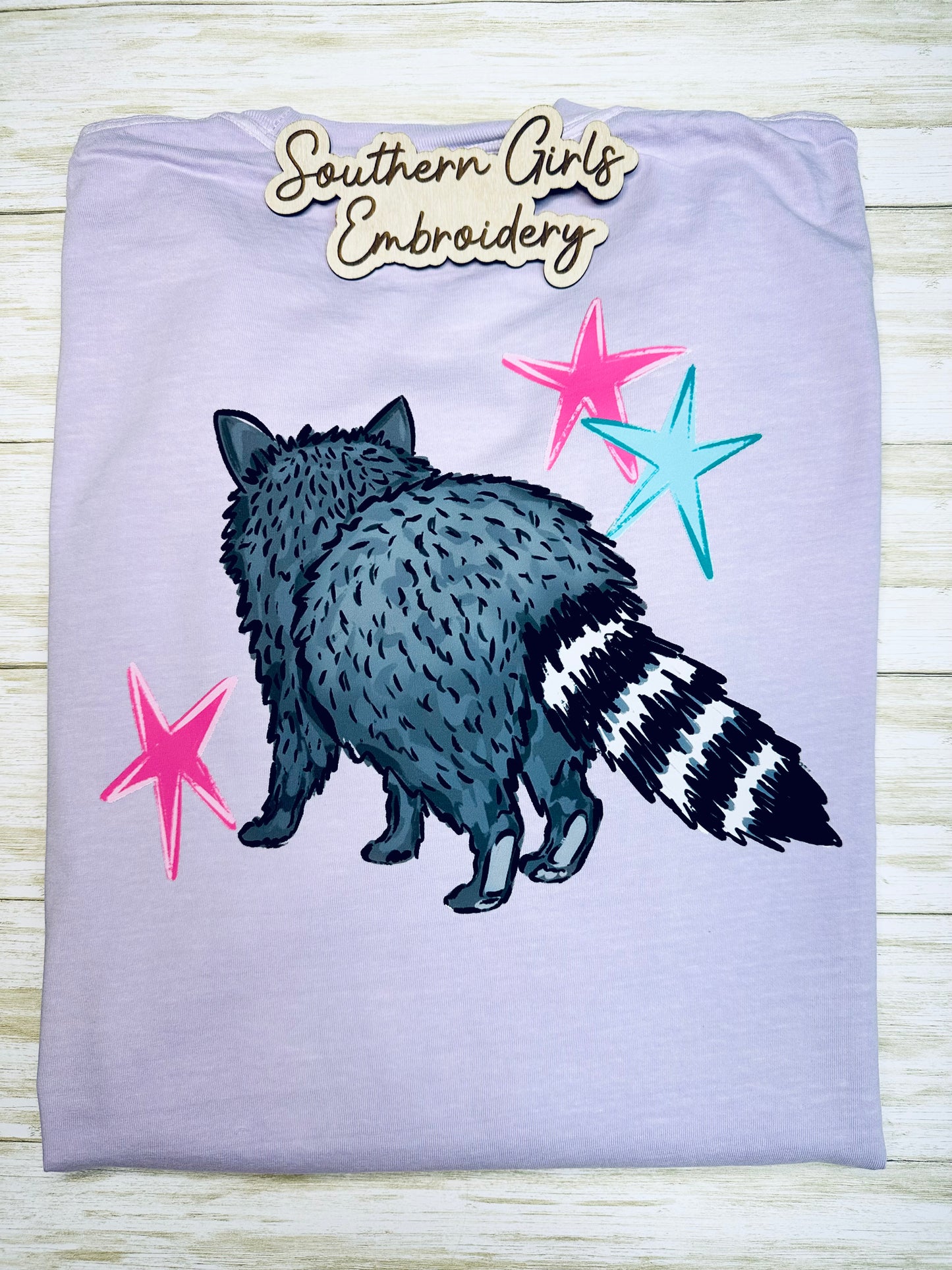 See You Soon Raccoon Front and Back Comfort Color Shirt on Orchid