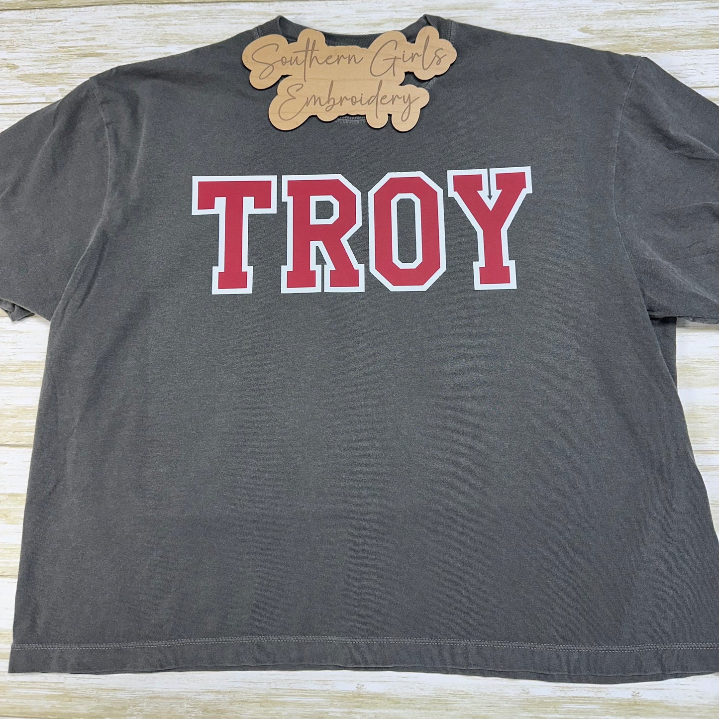 Licensed Troy Cropped Comfort Color Pepper Short Sleeve