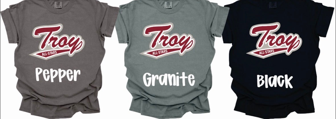Troy All Stars -Script Font-Comfort Color Short Sleeve