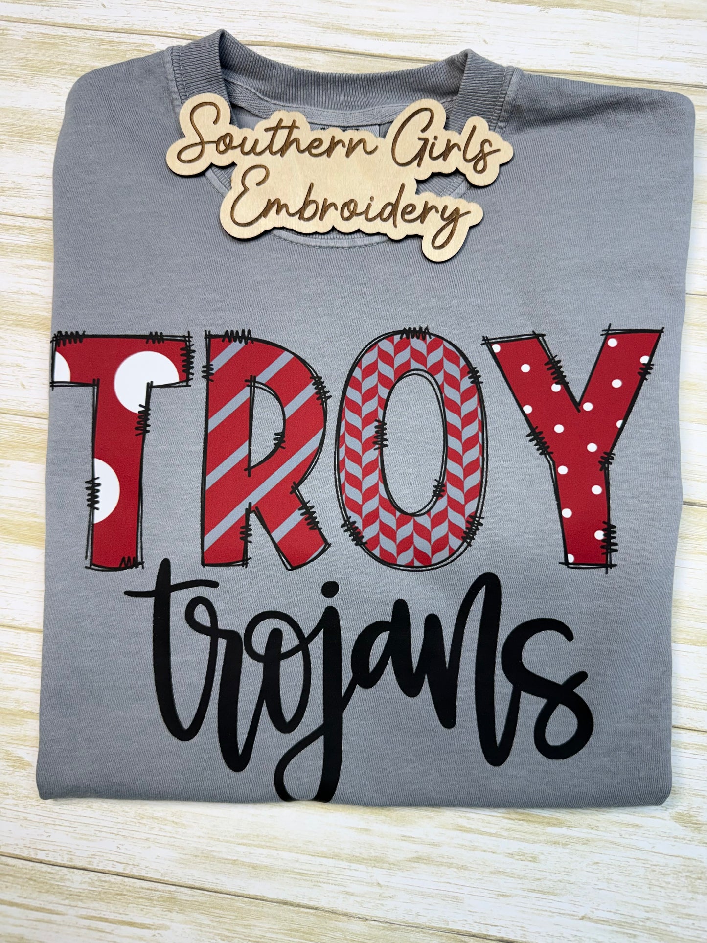 Licensed Troy Trojans Comfort Color Granite Short Sleeve