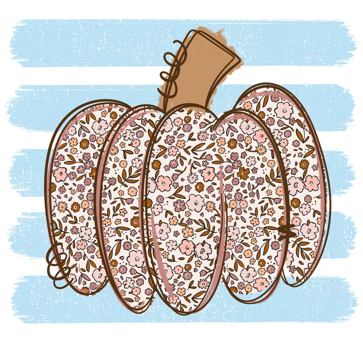 Transfer Floral Pumpkin Stripes