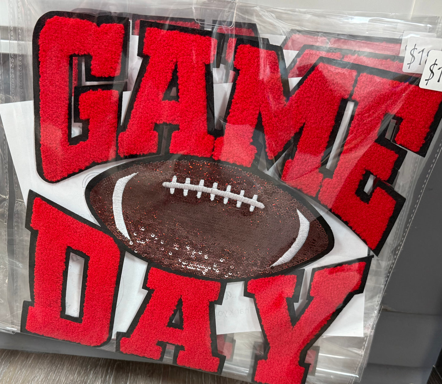 Patch Sequin Chenille Red Game Day Football