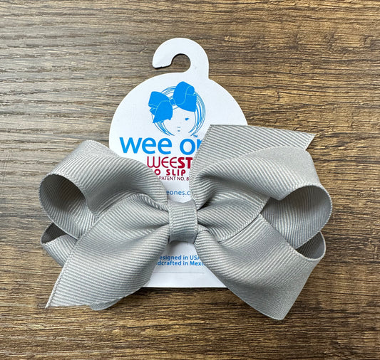 Wee Ones Small Classic Grosgrain Hair Bow Grey
