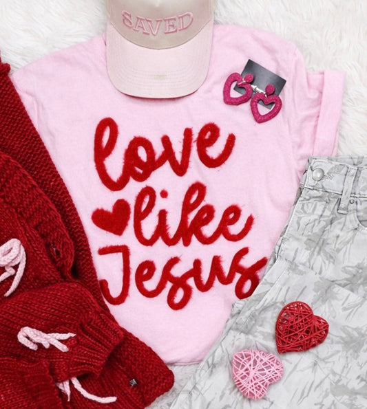Patch Fuzzy Love Like Jesus Red