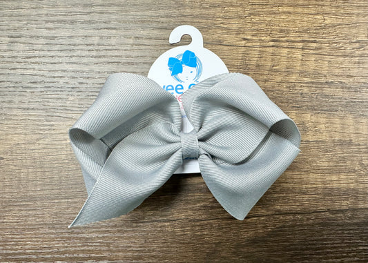 Wee Ones Mini King Classic Grosgrain Hair Bow Grey