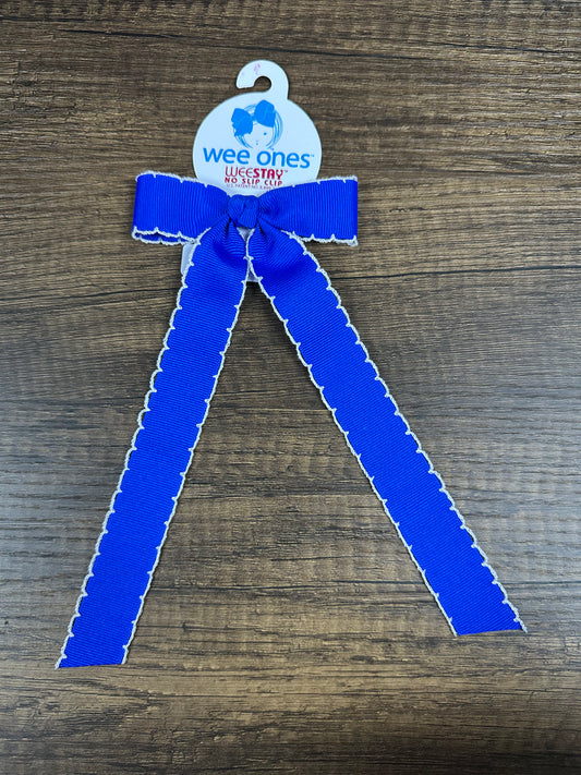 Wee Ones Mini Grosgrain Moonstitch with Tails Royal Blue