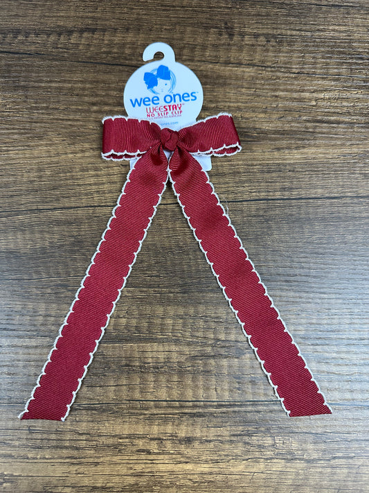 Wee Ones Mini Grosgrain Moonstitch with Tails Maroon