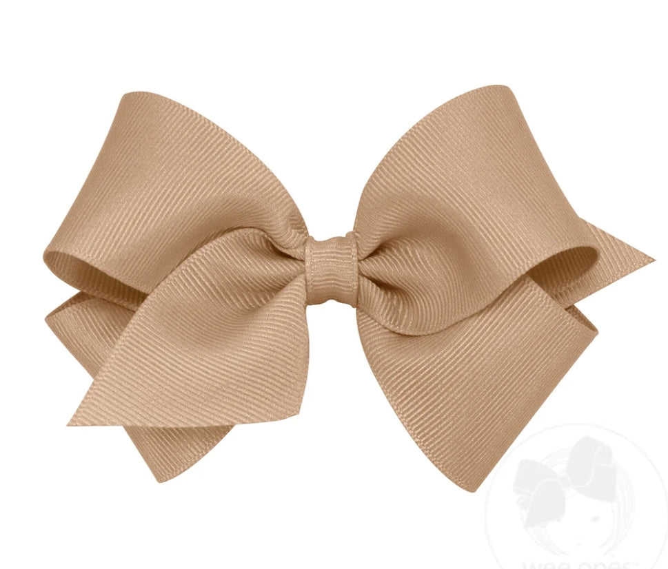 Wee Ones Small Classic Grosgrain Hair Bow Oatmeal