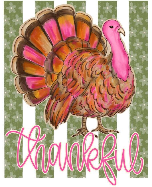 Transfer Pink Thankful Stripes