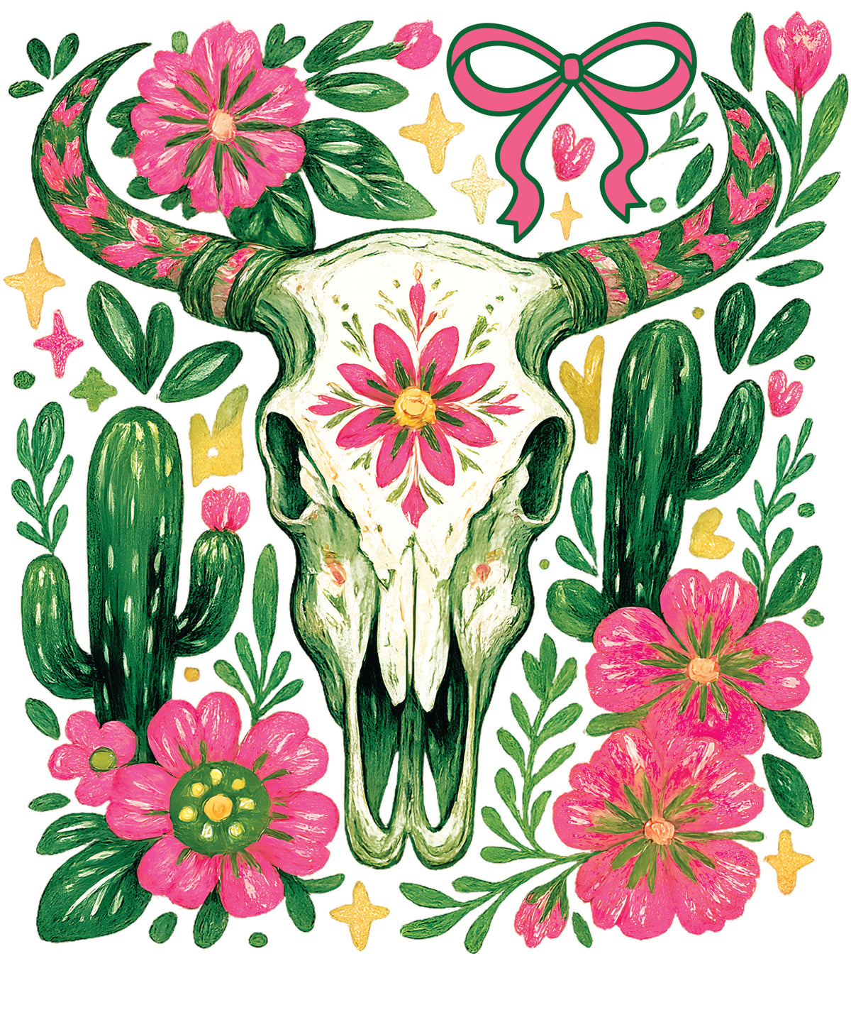 Transfer Boho Cow Skull