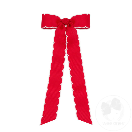 Wee Ones Mini Grosgrain Moonstitch with Tails Red