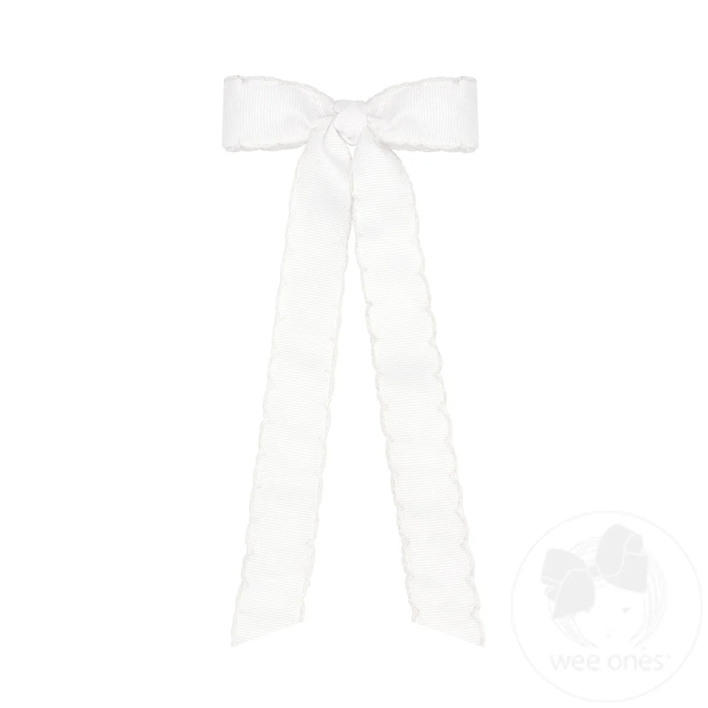 Wee Ones Mini Grosgrain Moonstitch with Tails White