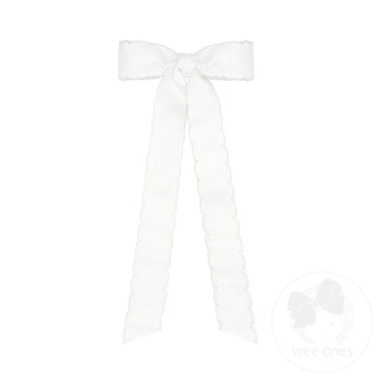 Wee Ones Mini Grosgrain Moonstitch with Tails White